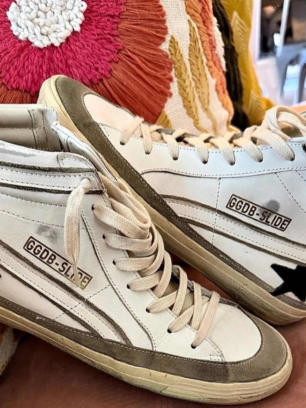 Golden Goose Slide in White & Brown